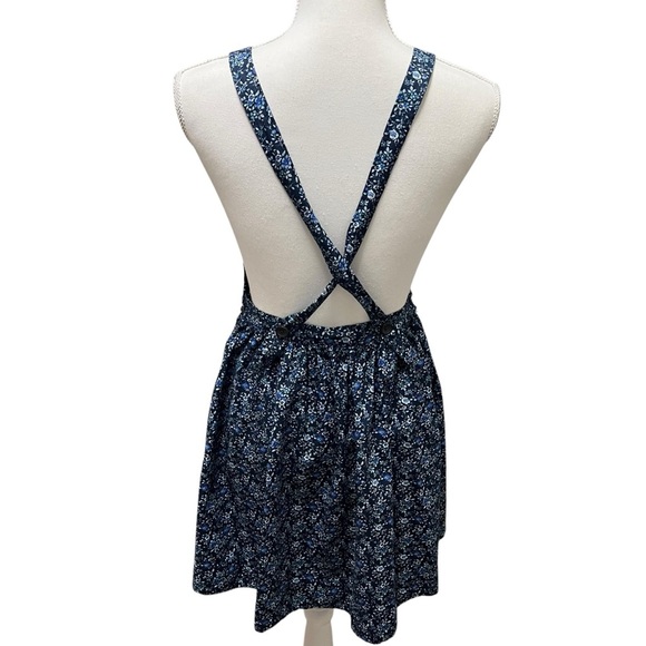 Free People Petunia Smocked Mini Jumper Dress Floral Open Back Blue Summer Sz XS - Picture 5 of 16